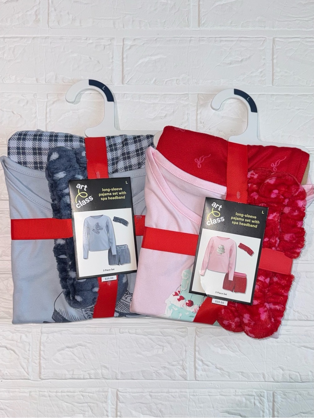 New 2 art class Girls Long-Sleeve Pajama Sets Sz L 10/12 blue skate + Pink cake